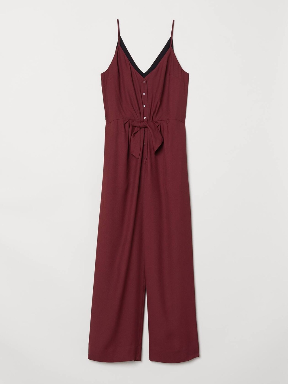 H&M Burgundy Spaghetti-Strap Tie-Waist Jumpsuit Size 2